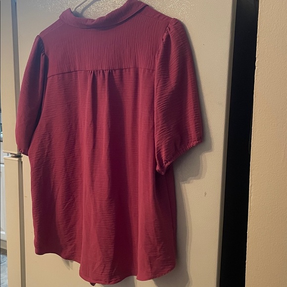 Nine West XXL Pink Button Down Short Sleeve Shirt - Picture 5 of 5